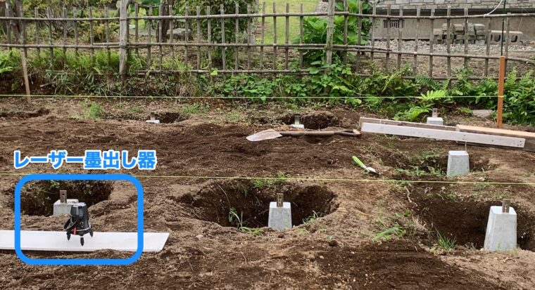 小屋の基礎づくりの途中